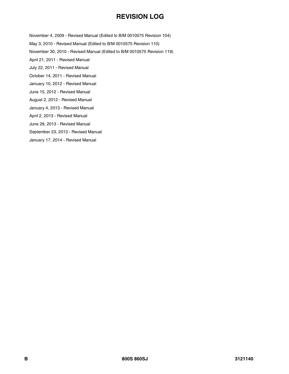Revision log | JLG 860SJ Parts Manual User Manual | Page 4 / 446