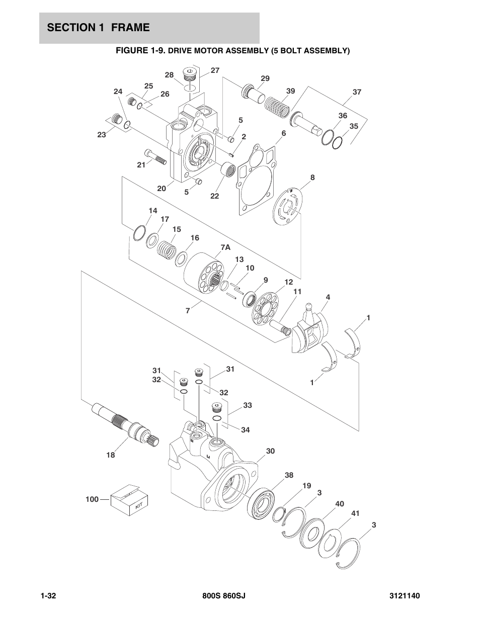 Figure 1-9. drive motor assembly (5 bolt assembly) | JLG 860SJ Parts Manual User Manual | Page 40 / 446