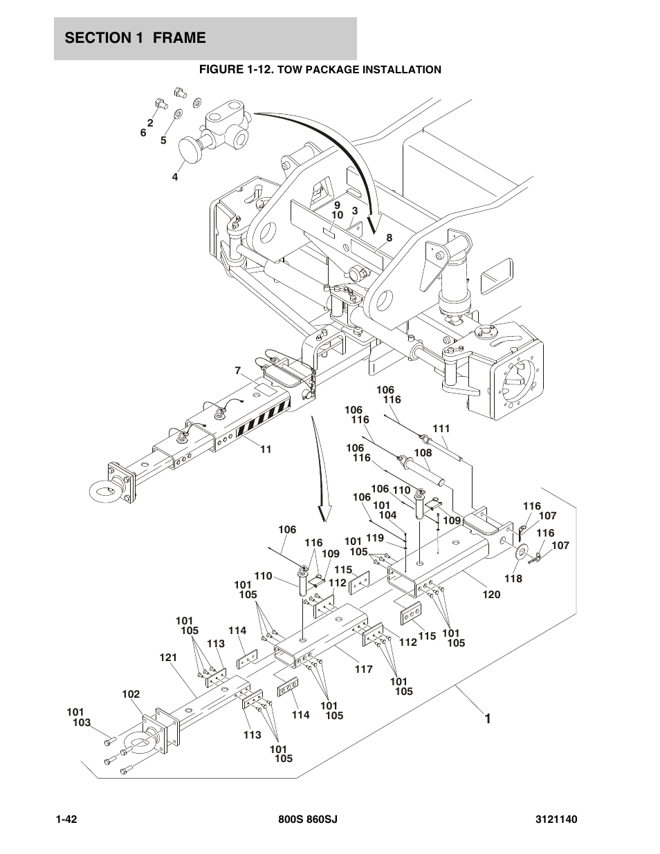 Figure 1-12. tow package installation | JLG 860SJ Parts Manual User Manual | Page 50 / 446