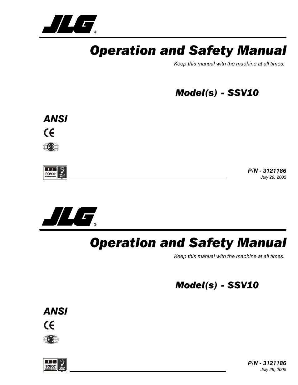 JLG SSV10 Operator Manual User Manual | 94 pages