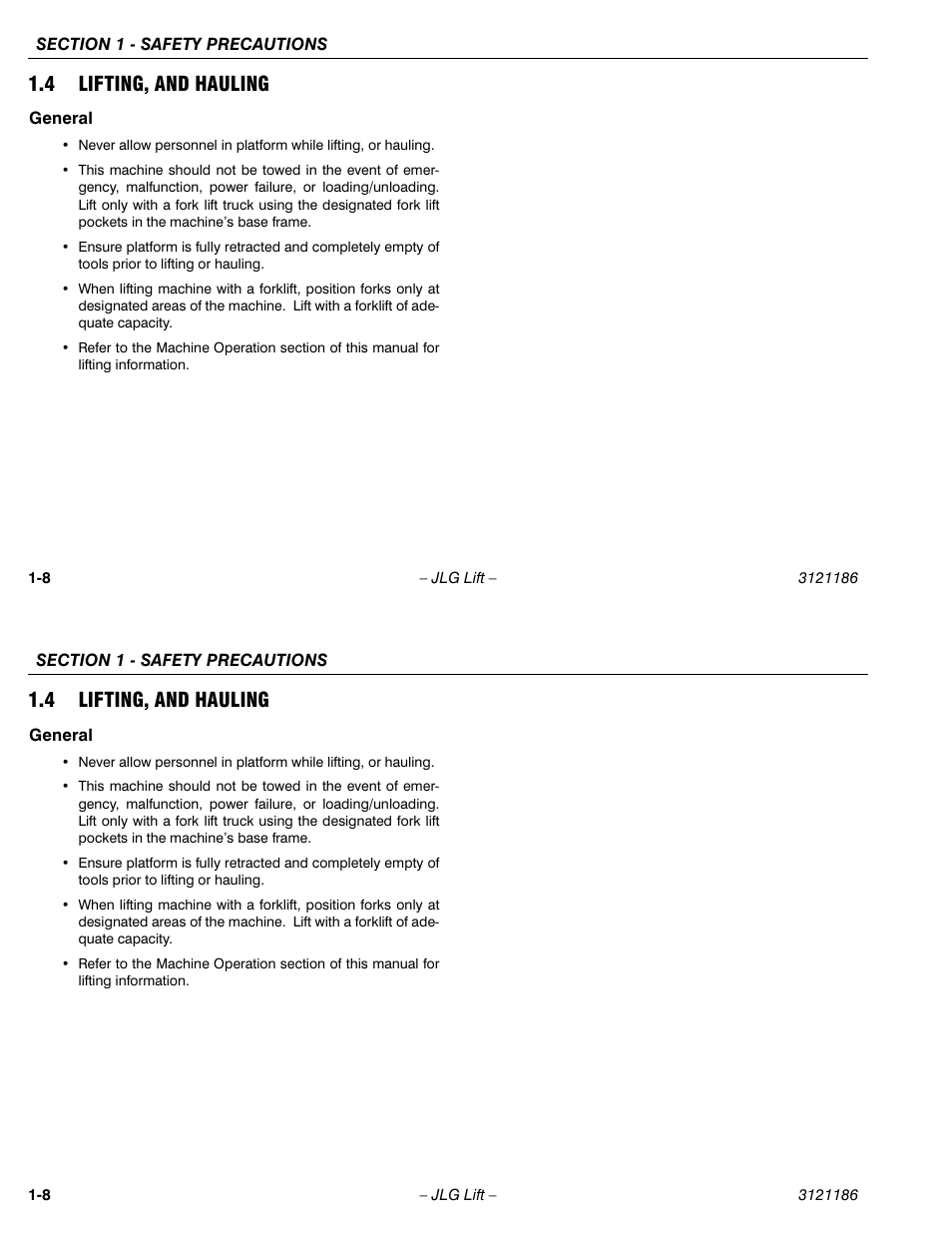 4 lifting, and hauling | JLG SSV10 Operator Manual User Manual | Page 18 / 94