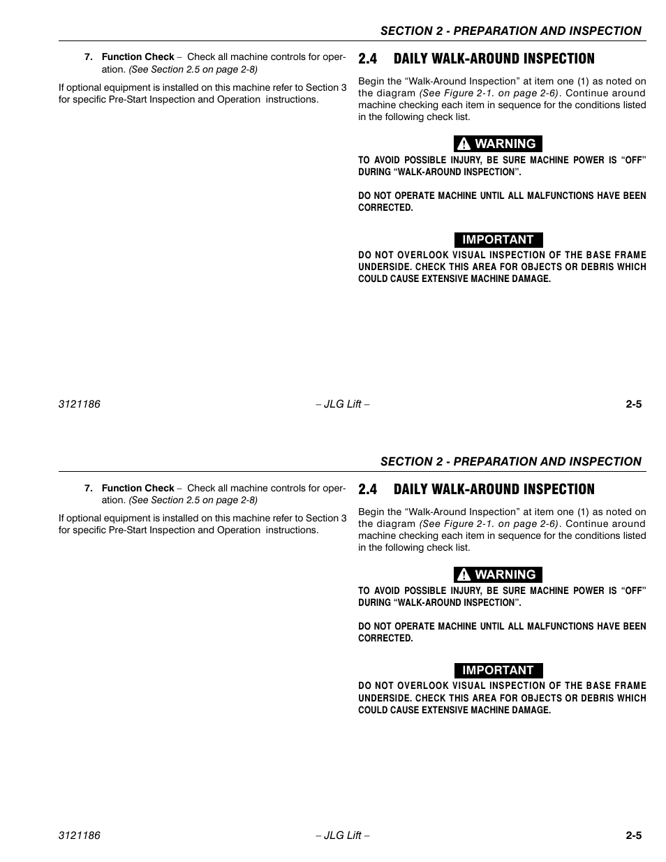 4 daily walk-around inspection | JLG SSV10 Operator Manual User Manual | Page 23 / 94