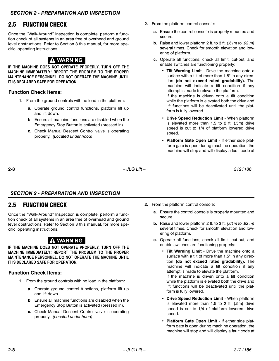 5 function check | JLG SSV10 Operator Manual User Manual | Page 26 / 94