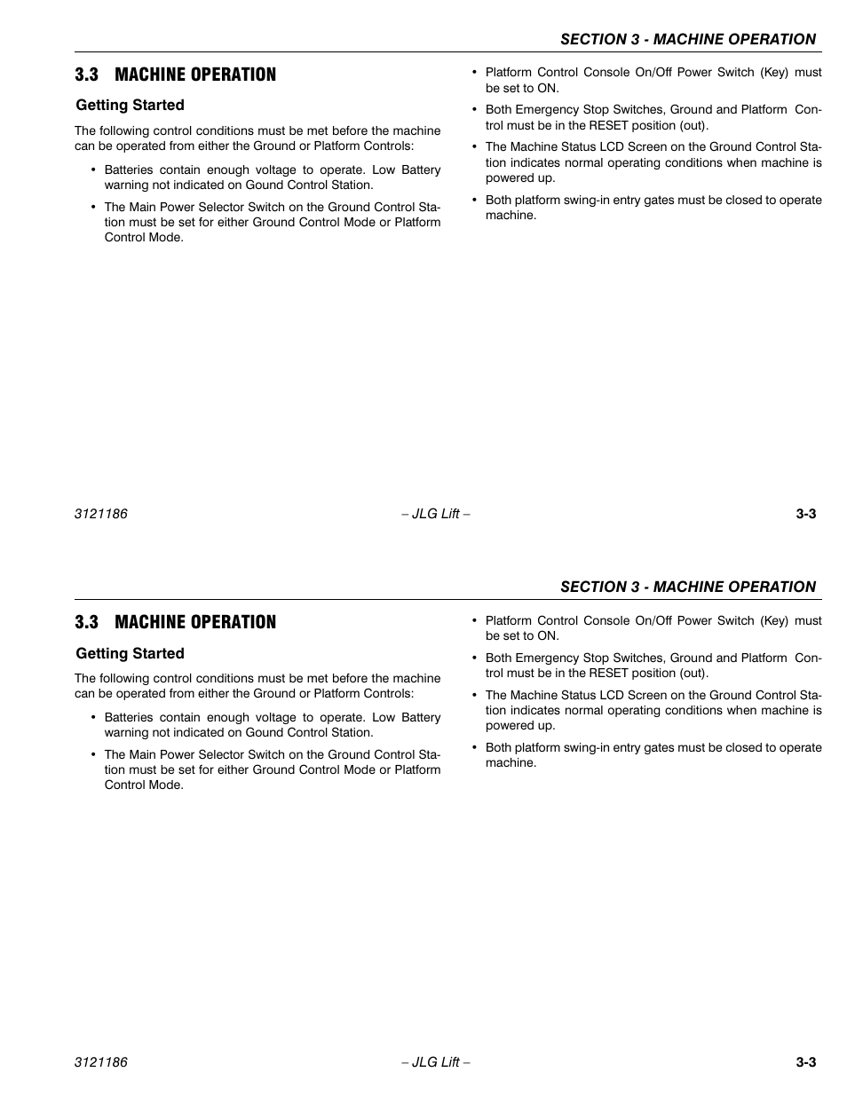 3 machine operation | JLG SSV10 Operator Manual User Manual | Page 31 / 94