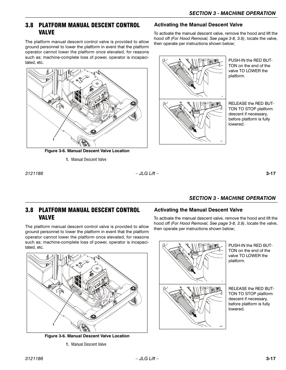 8 platform manual descent control valve | JLG SSV10 Operator Manual User Manual | Page 45 / 94