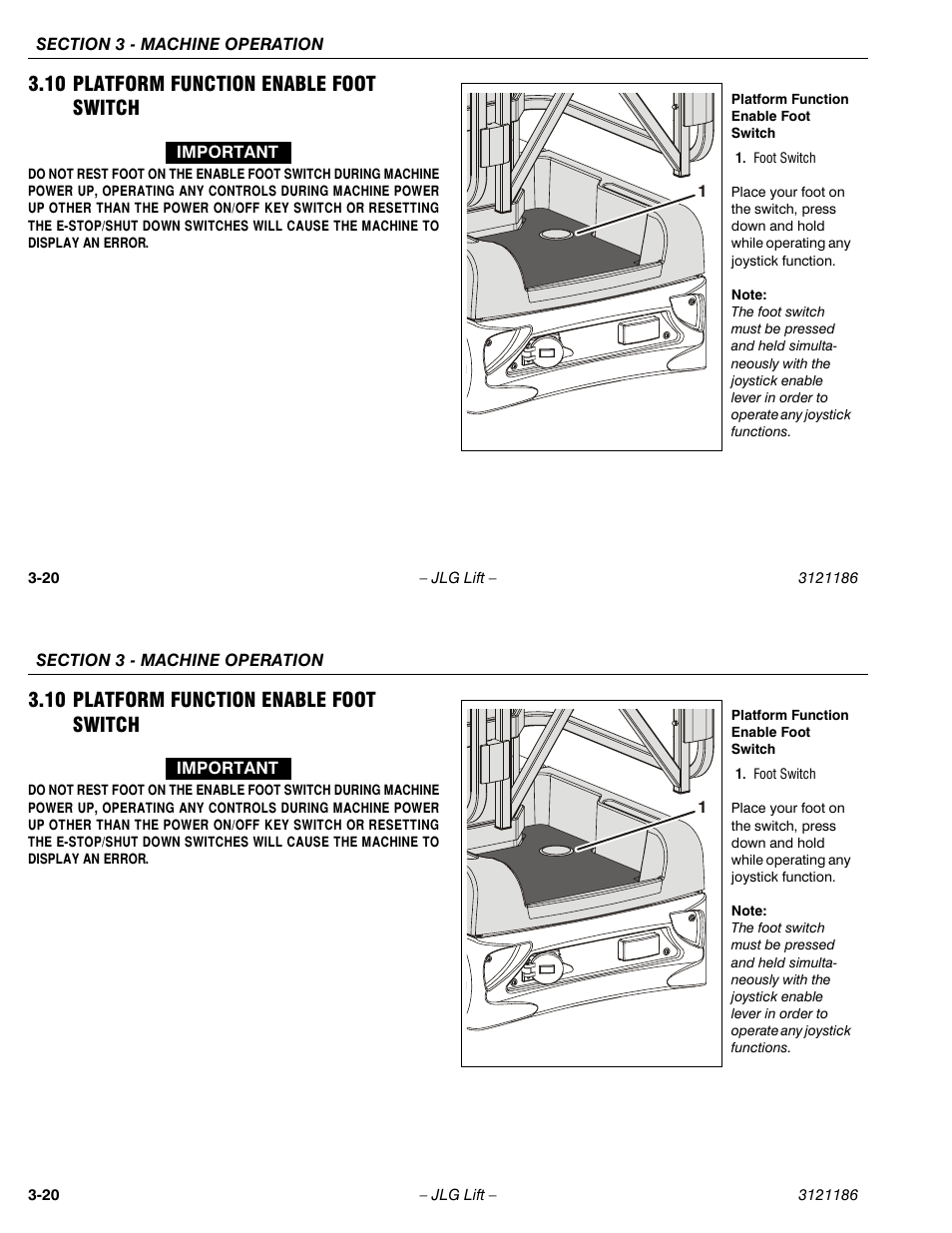 10 platform function enable foot switch | JLG SSV10 Operator Manual User Manual | Page 48 / 94