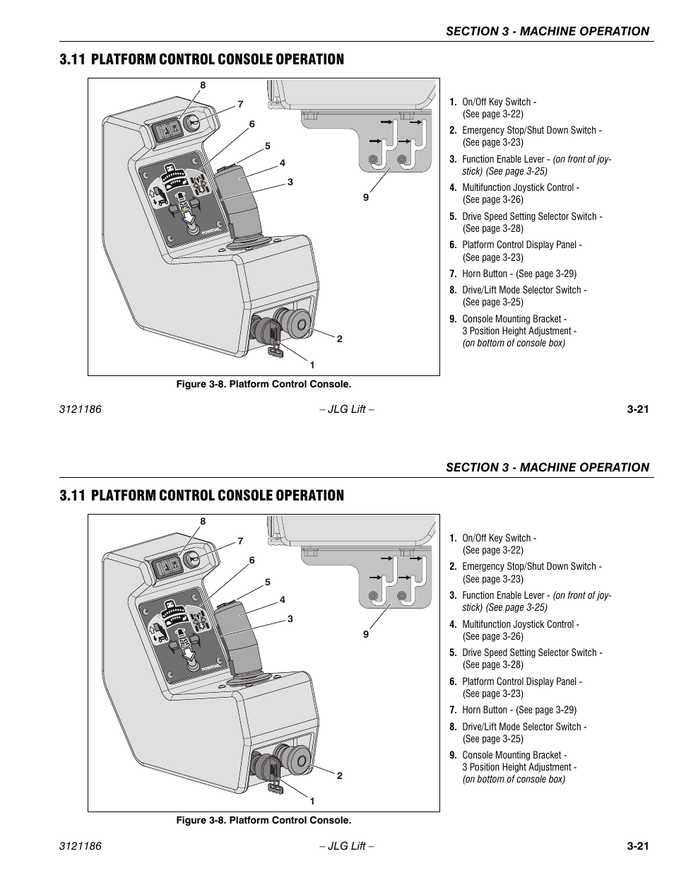 11 platform control console operation | JLG SSV10 Operator Manual User Manual | Page 49 / 94