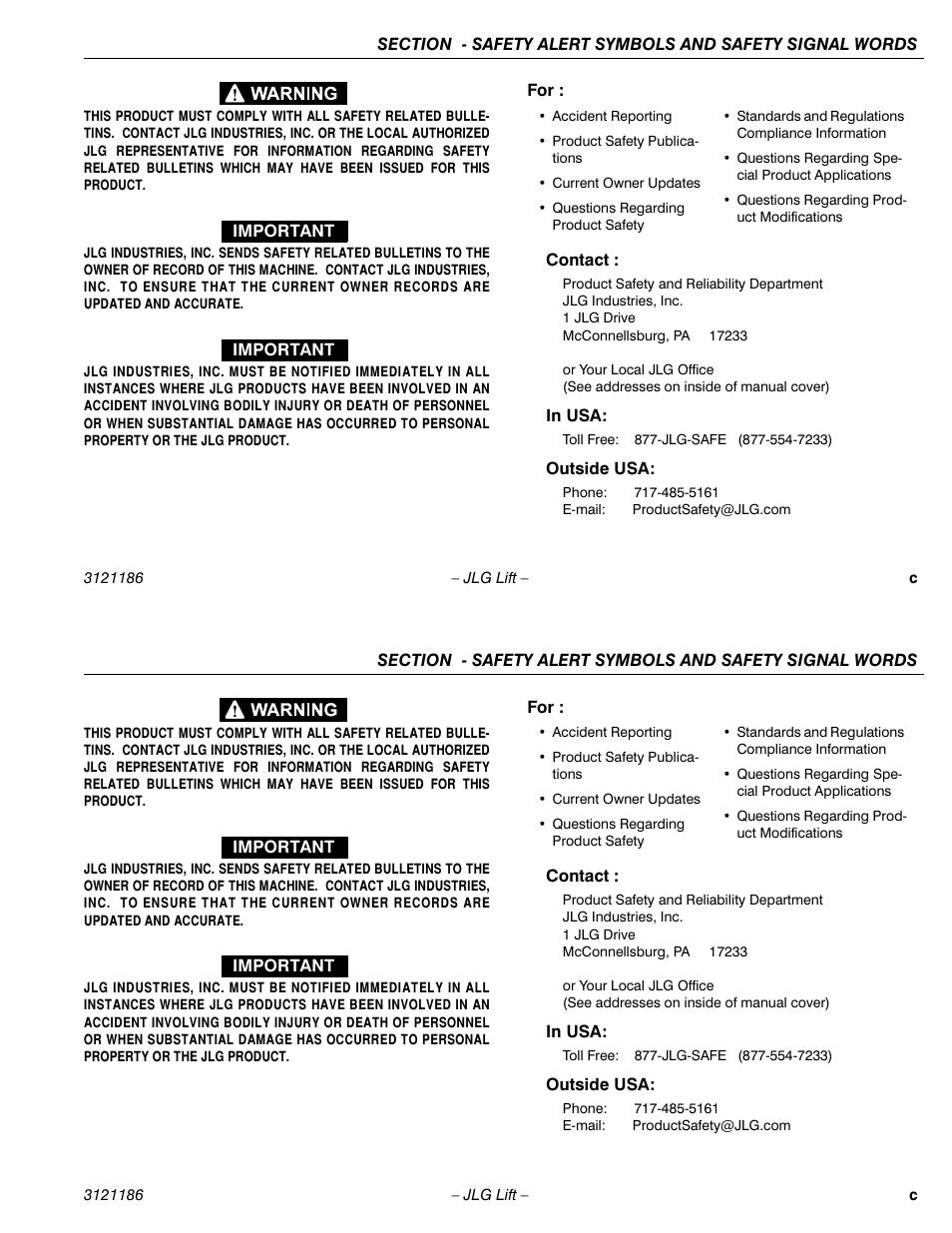 JLG SSV10 Operator Manual User Manual | Page 5 / 94