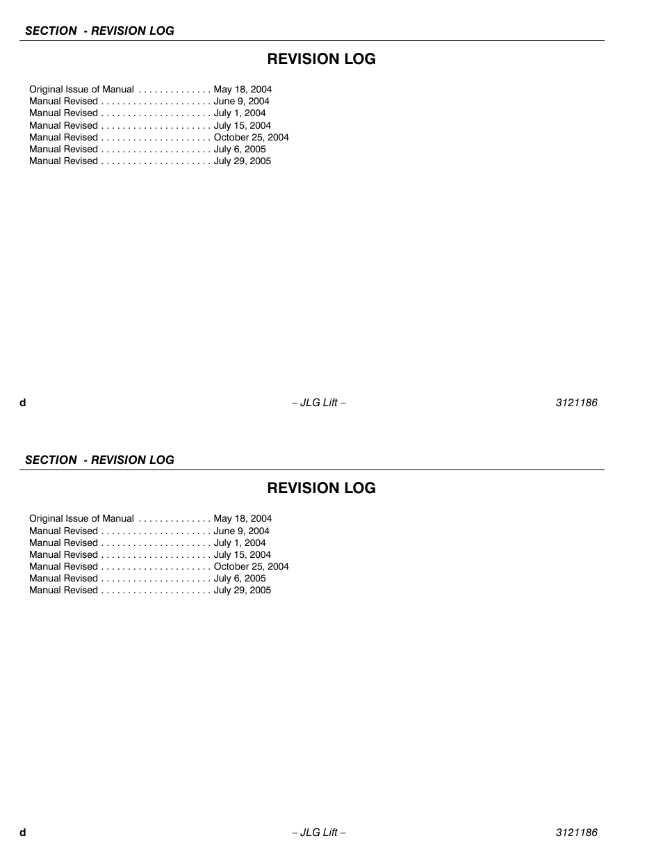 Revision log | JLG SSV10 Operator Manual User Manual | Page 6 / 94