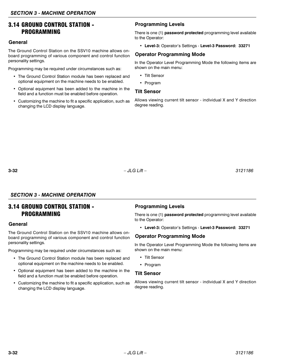 14 ground control station - programming | JLG SSV10 Operator Manual User Manual | Page 60 / 94
