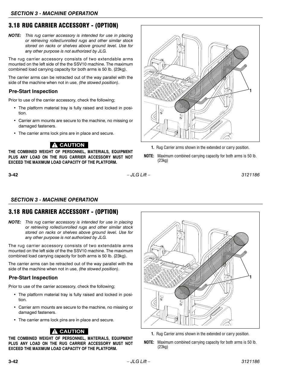 18 rug carrier accessory - (option) | JLG SSV10 Operator Manual User Manual | Page 70 / 94