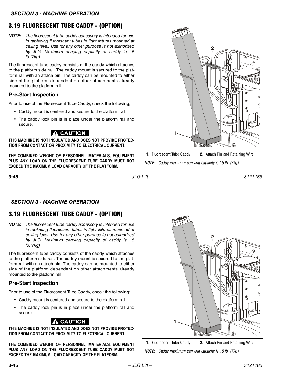 19 fluorescent tube caddy - (option) | JLG SSV10 Operator Manual User Manual | Page 74 / 94