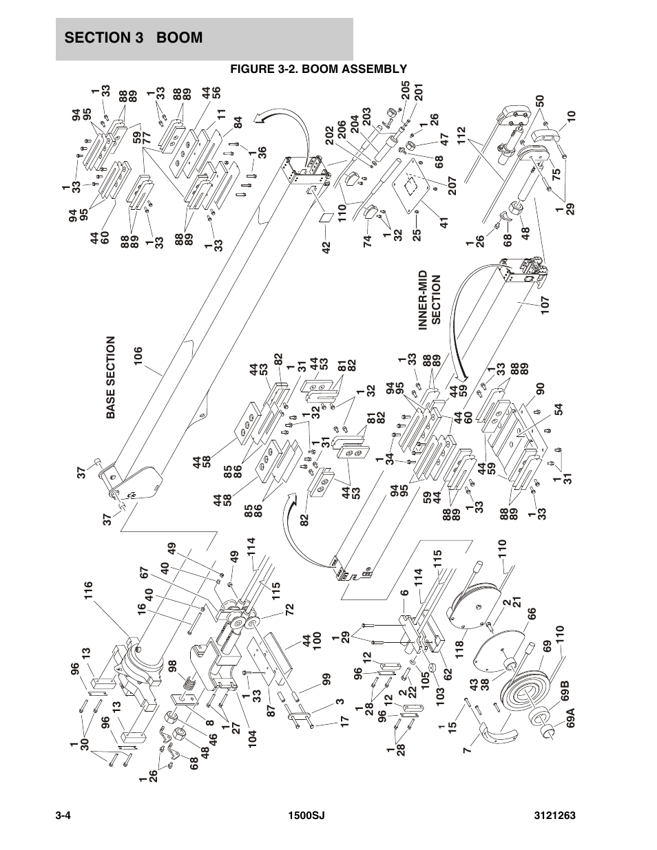 Figure 3-2. boom assembly | JLG 1500SJ Parts Manual User Manual | Page 152 / 332