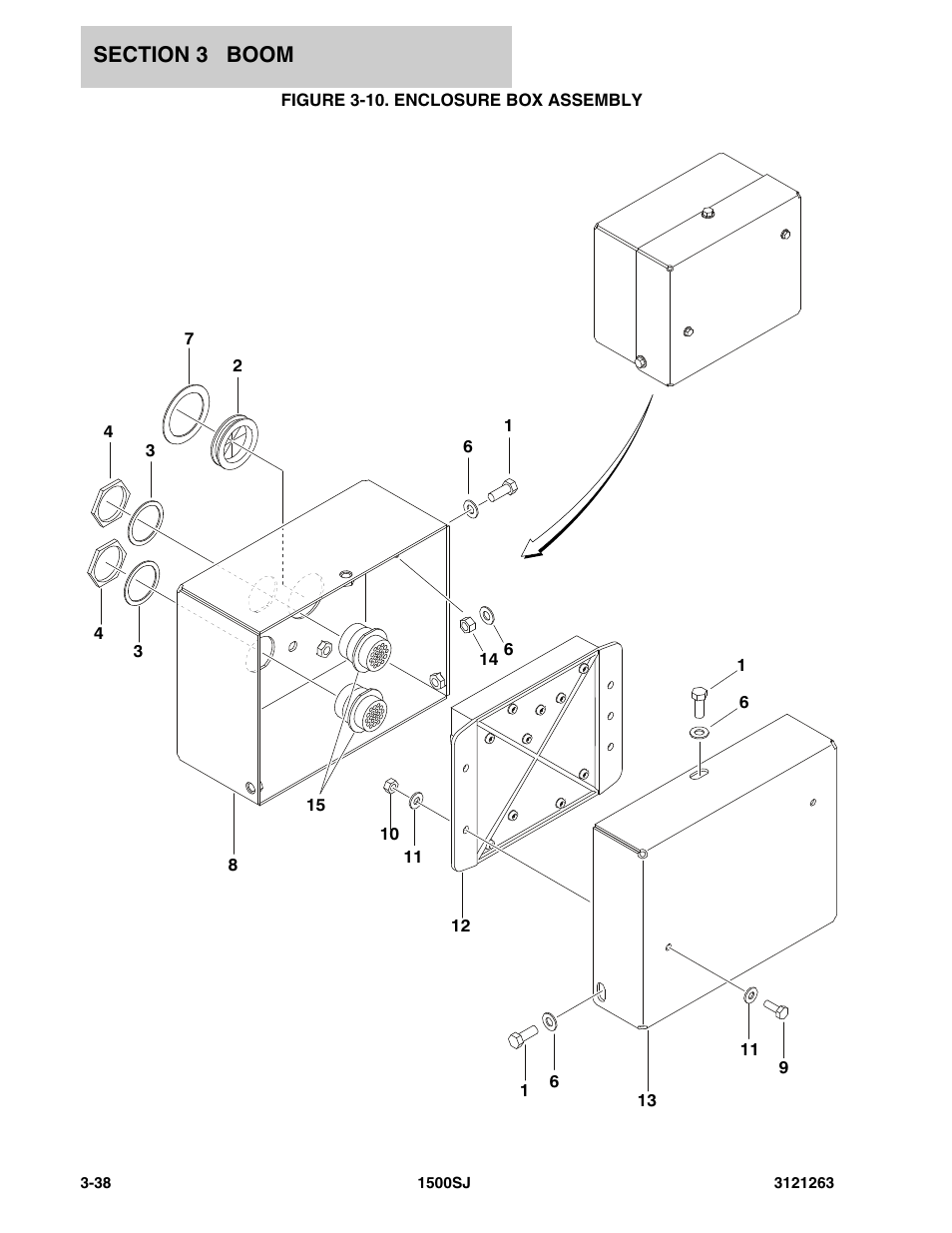 Figure 3-10. enclosure box assembly | JLG 1500SJ Parts Manual User Manual | Page 186 / 332