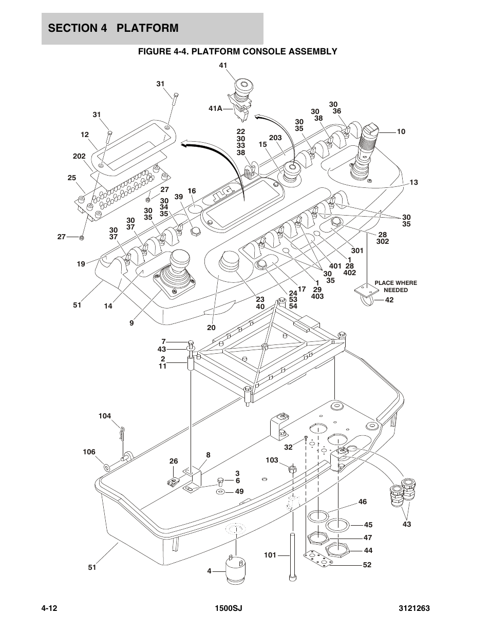Figure 4-4. platform console assembly | JLG 1500SJ Parts Manual User Manual | Page 200 / 332