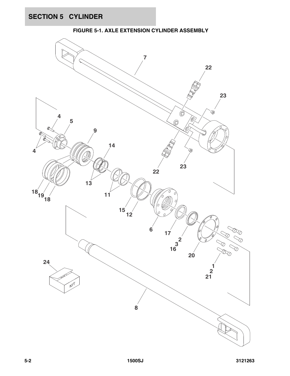 Figure 5-1. axle extension cylinder assembly | JLG 1500SJ Parts Manual User Manual | Page 210 / 332