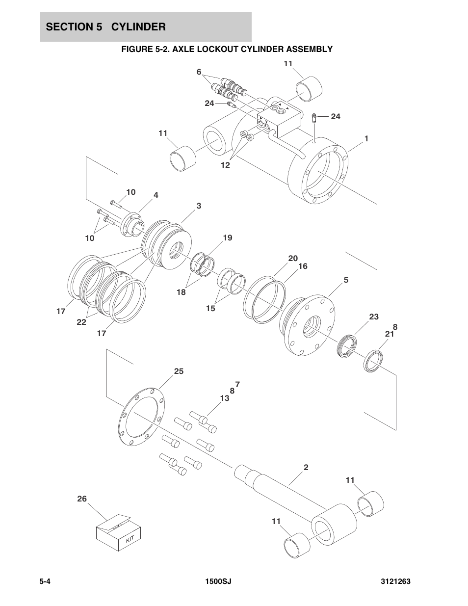 Figure 5-2. axle lockout cylinder assembly | JLG 1500SJ Parts Manual User Manual | Page 212 / 332
