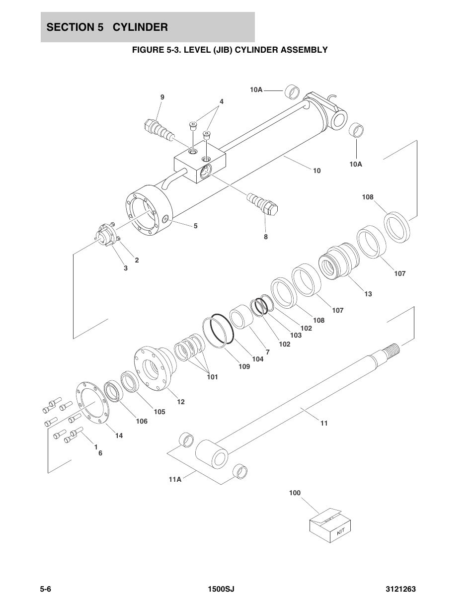 Figure 5-3. level (jib) cylinder assembly | JLG 1500SJ Parts Manual User Manual | Page 214 / 332