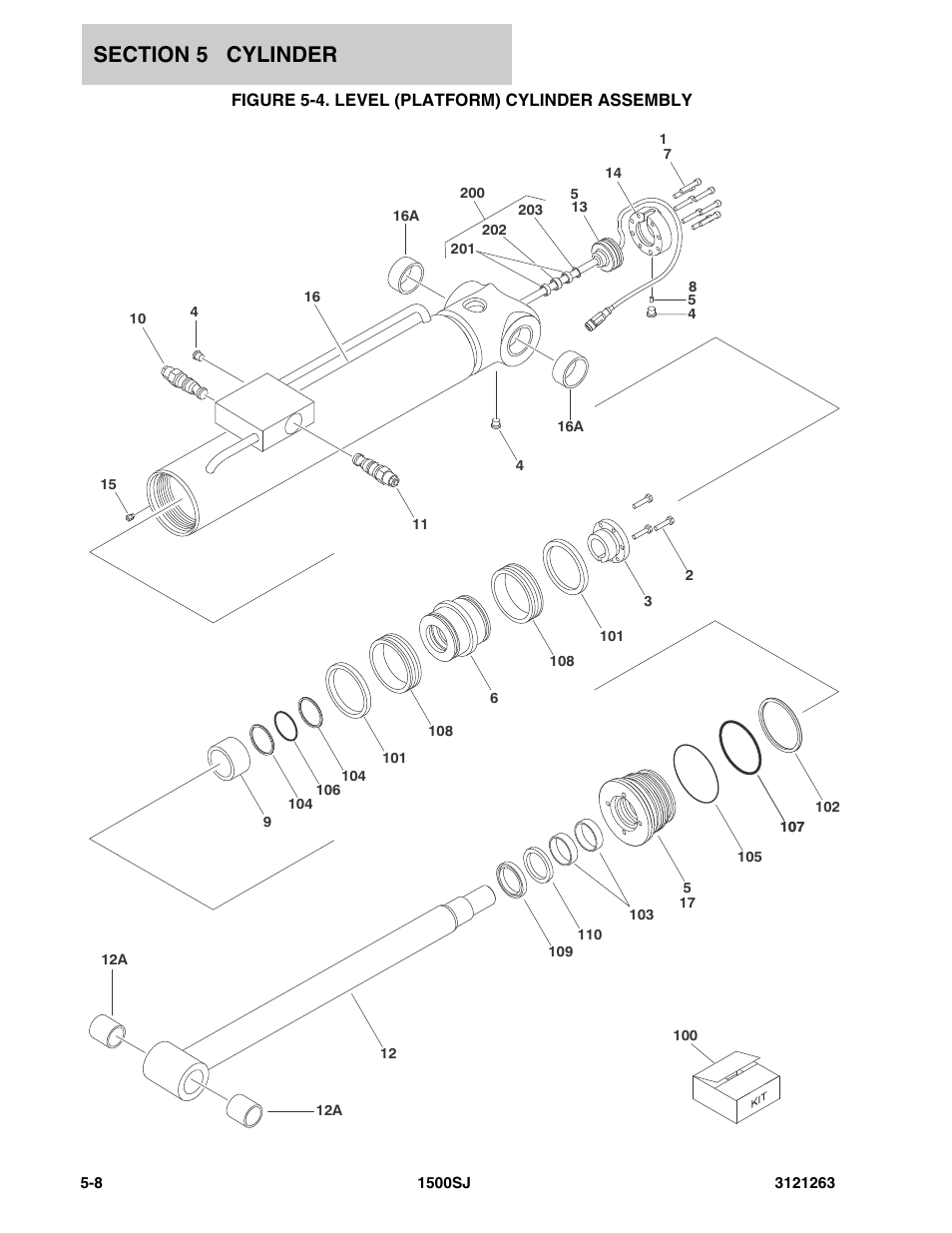 Figure 5-4. level (platform) cylinder assembly | JLG 1500SJ Parts Manual User Manual | Page 216 / 332