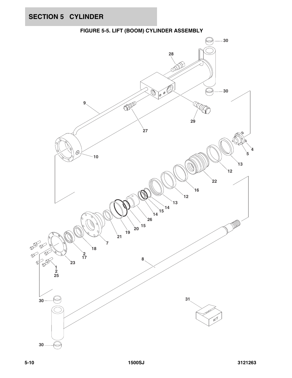 Figure 5-5. lift (boom) cylinder assembly | JLG 1500SJ Parts Manual User Manual | Page 218 / 332