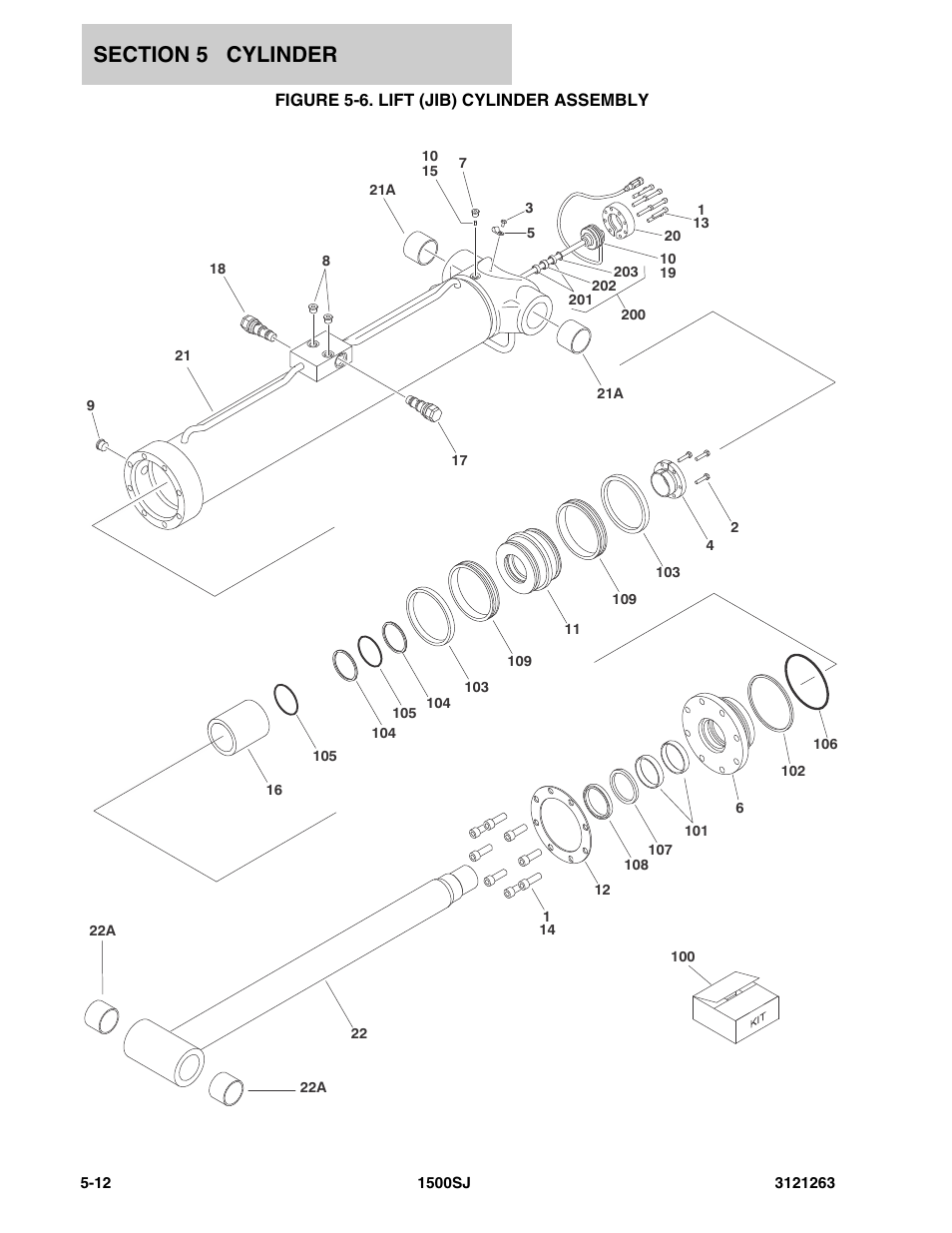 Figure 5-6. lift (jib) cylinder assembly | JLG 1500SJ Parts Manual User Manual | Page 220 / 332