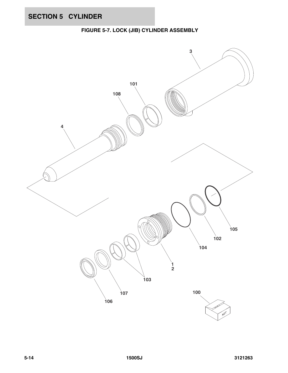 Figure 5-7. lock (jib) cylinder assembly | JLG 1500SJ Parts Manual User Manual | Page 222 / 332
