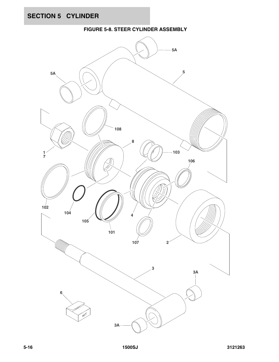 Figure 5-8. steer cylinder assembly | JLG 1500SJ Parts Manual User Manual | Page 224 / 332