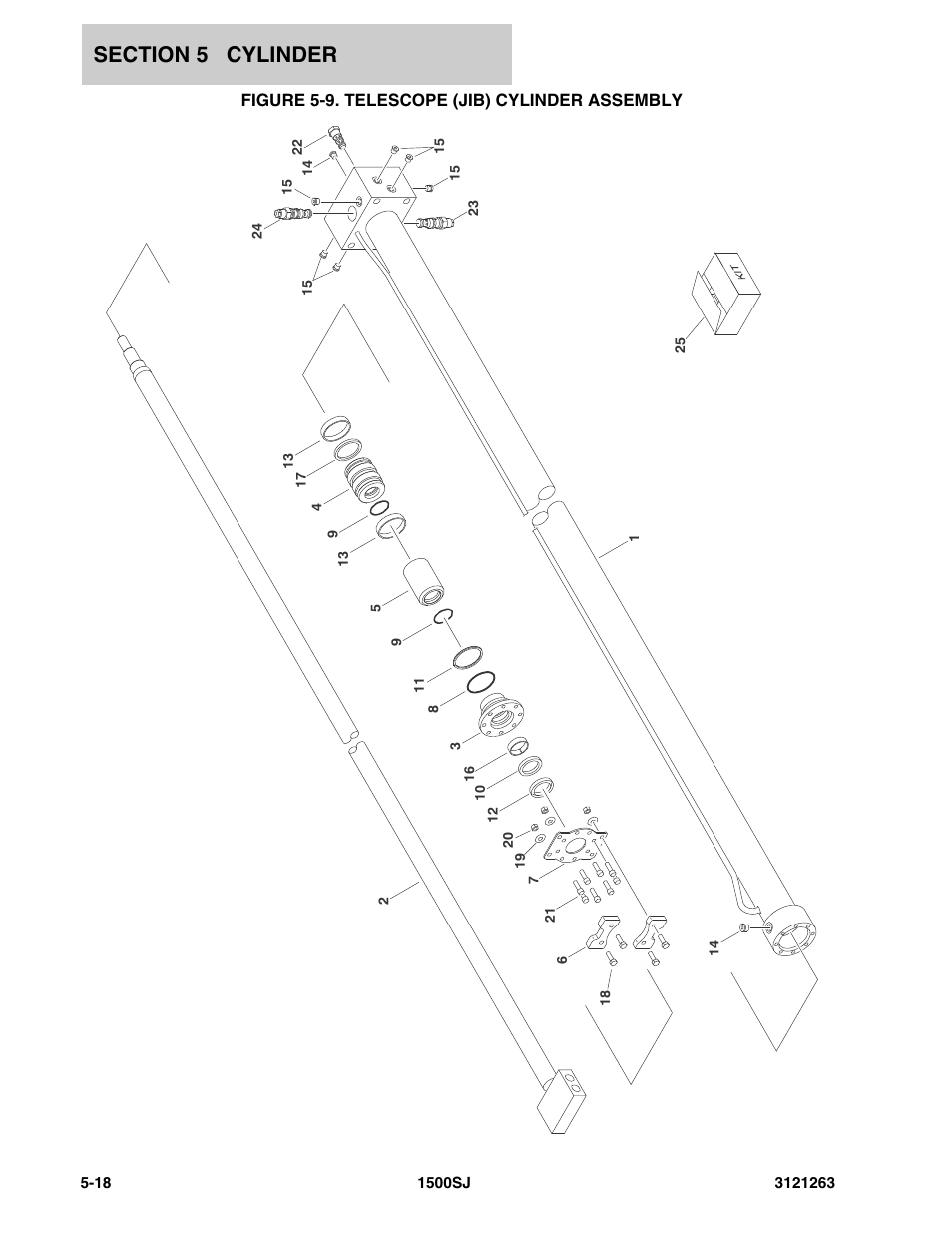 Figure 5-9. telescope (jib) cylinder assembly | JLG 1500SJ Parts Manual User Manual | Page 226 / 332