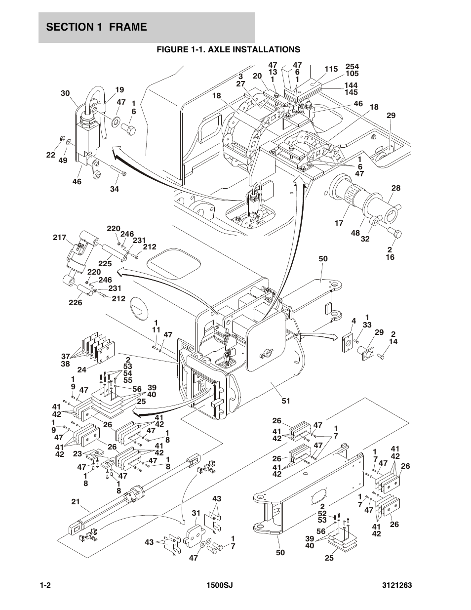 Figure 1-1. axle installations | JLG 1500SJ Parts Manual User Manual | Page 8 / 332