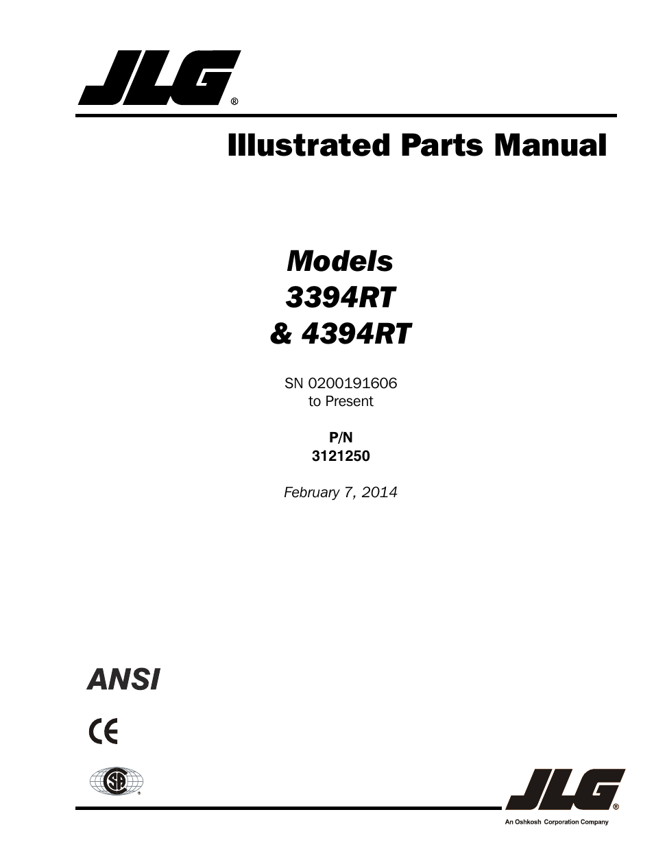 JLG 4394RT Parts Manual User Manual | 244 pages