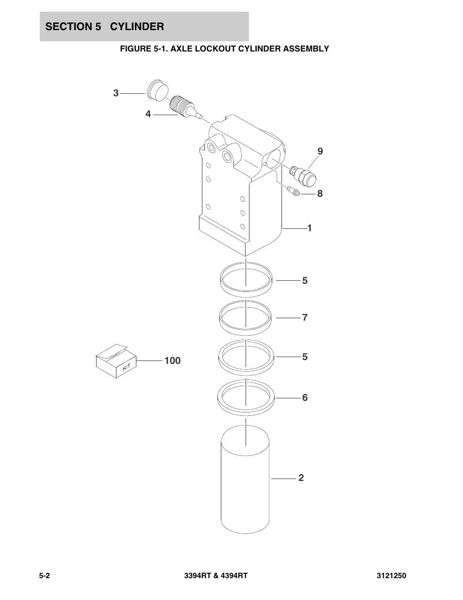 Figure 5-1. axle lockout cylinder assembly | JLG 4394RT Parts Manual User Manual | Page 154 / 244