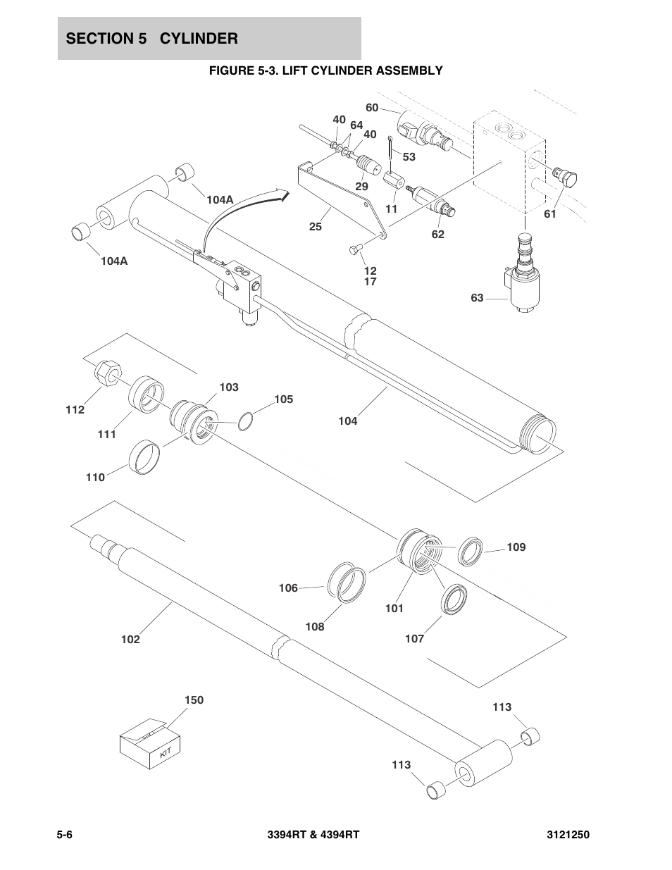 Figure 5-3. lift cylinder assembly | JLG 4394RT Parts Manual User Manual | Page 158 / 244