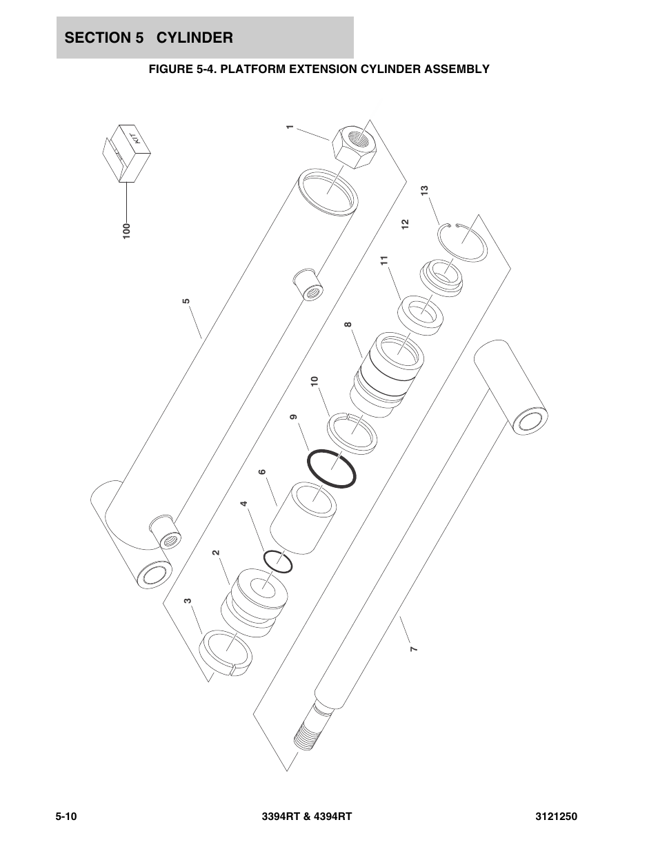 Figure 5-4. platform extension cylinder assembly | JLG 4394RT Parts Manual User Manual | Page 162 / 244