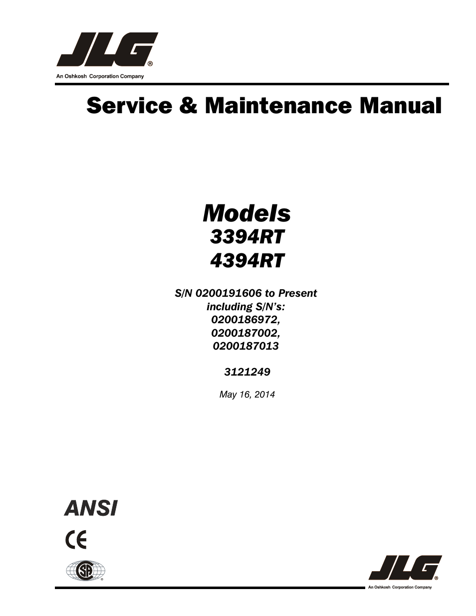 JLG 4394RT Service Manual User Manual | 268 pages