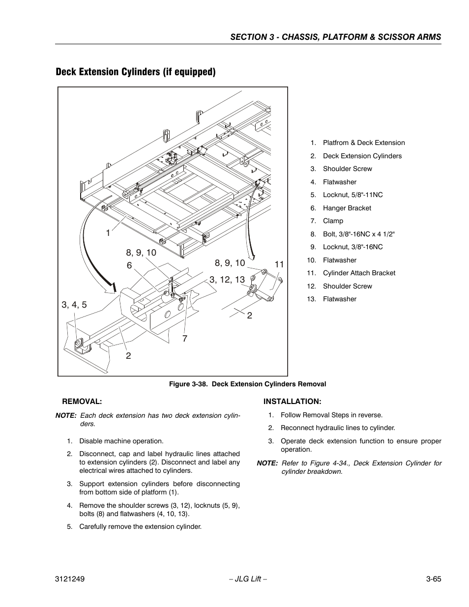 Deck extension cylinders (if equipped), Deck extension cylinders removal -32 | JLG 4394RT Service Manual User Manual | Page 101 / 268