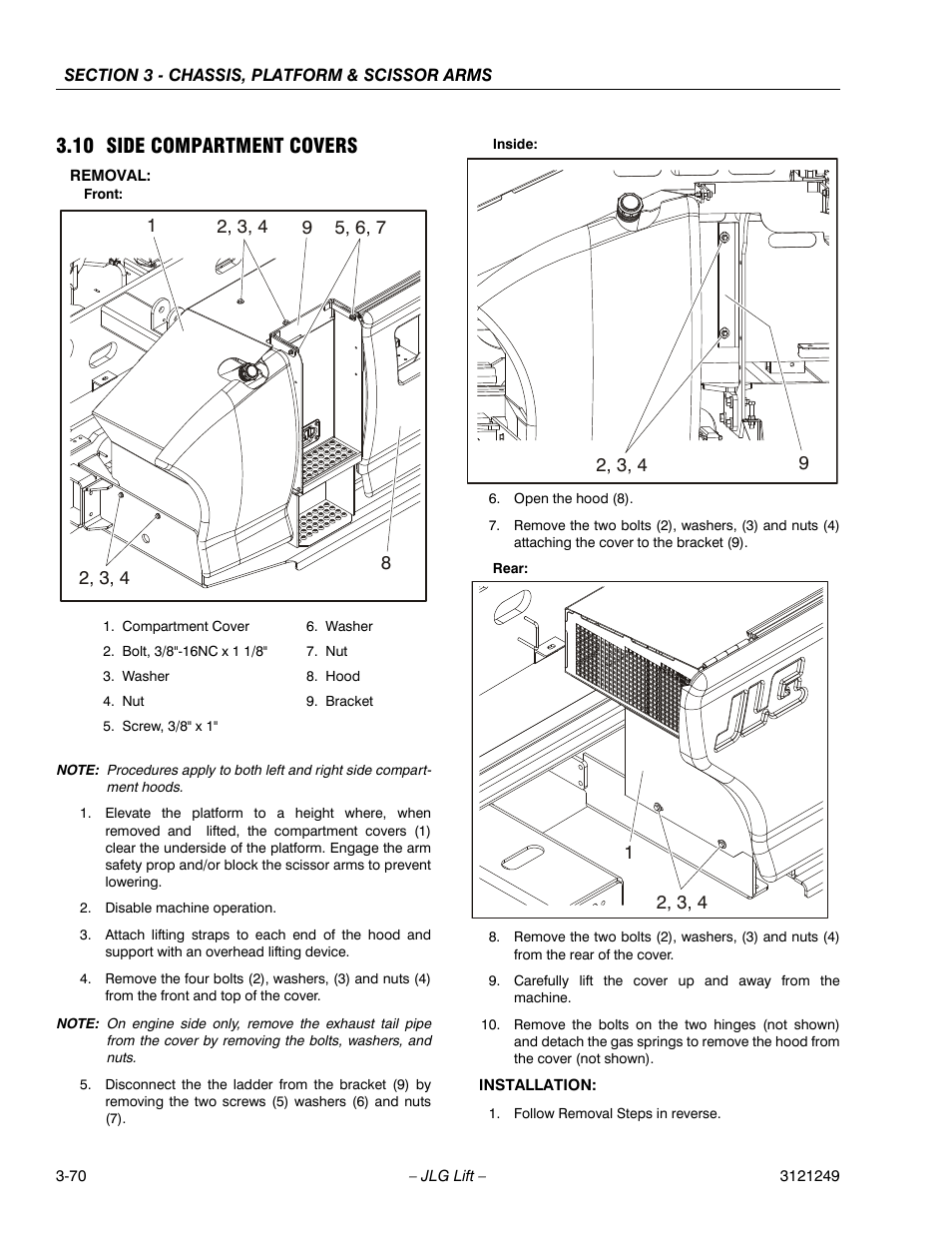 10 side compartment covers, Side compartment covers -37 | JLG 4394RT Service Manual User Manual | Page 106 / 268