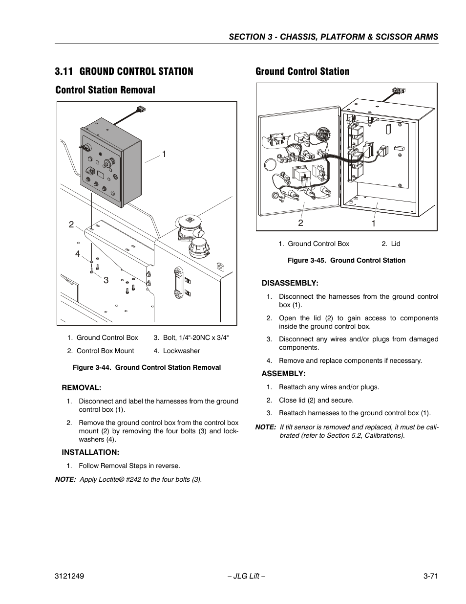 11 ground control station, Control station removal, Ground control station | Ground control station -38, Ground control station removal -38, 11 ground control station control station removal | JLG 4394RT Service Manual User Manual | Page 107 / 268