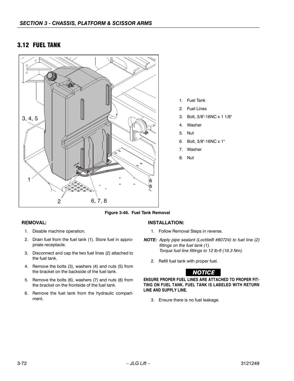 12 fuel tank, Fuel tank -39, Fuel tank removal -39 | JLG 4394RT Service Manual User Manual | Page 108 / 268