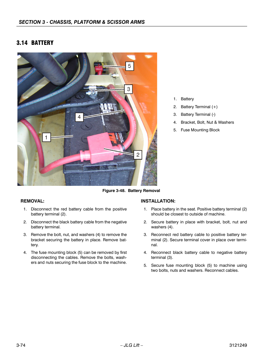14 battery, Battery -41, Battery removal -41 | JLG 4394RT Service Manual User Manual | Page 110 / 268