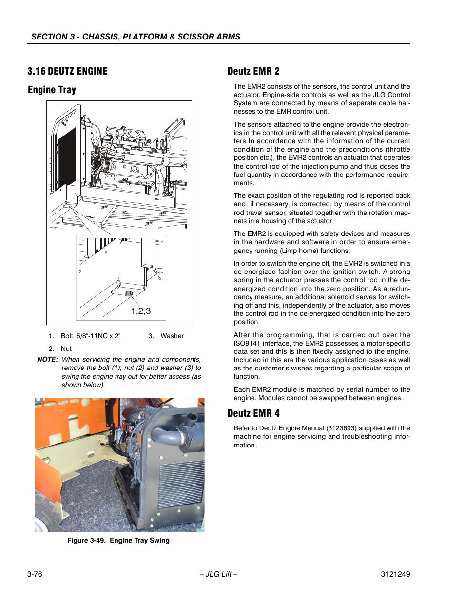 16 deutz engine, Engine tray, Deutz emr 2 | Deutz emr 4, Deutz engine -43, Engine tray swing -43, 16 deutz engine engine tray deutz emr 2 | JLG 4394RT Service Manual User Manual | Page 112 / 268