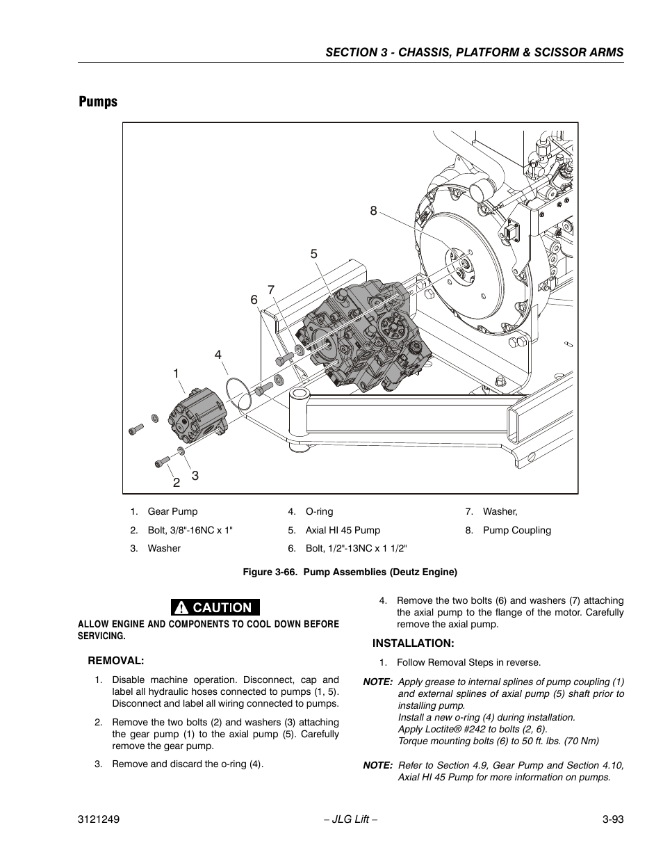 Pumps, Pump assemblies (deutz engine) -60 | JLG 4394RT Service Manual User Manual | Page 129 / 268