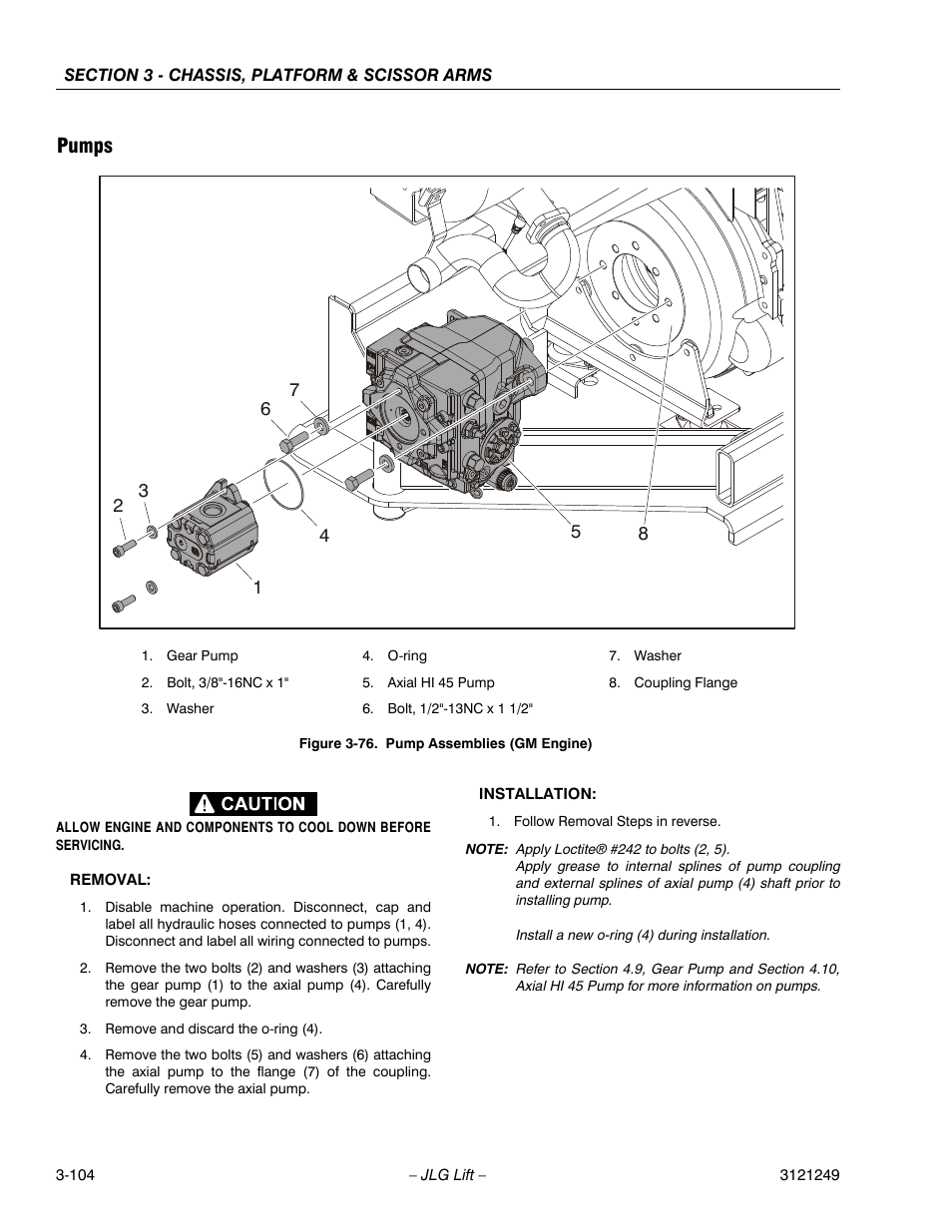 Pumps, Pump assemblies (gm engine) -71 | JLG 4394RT Service Manual User Manual | Page 140 / 268
