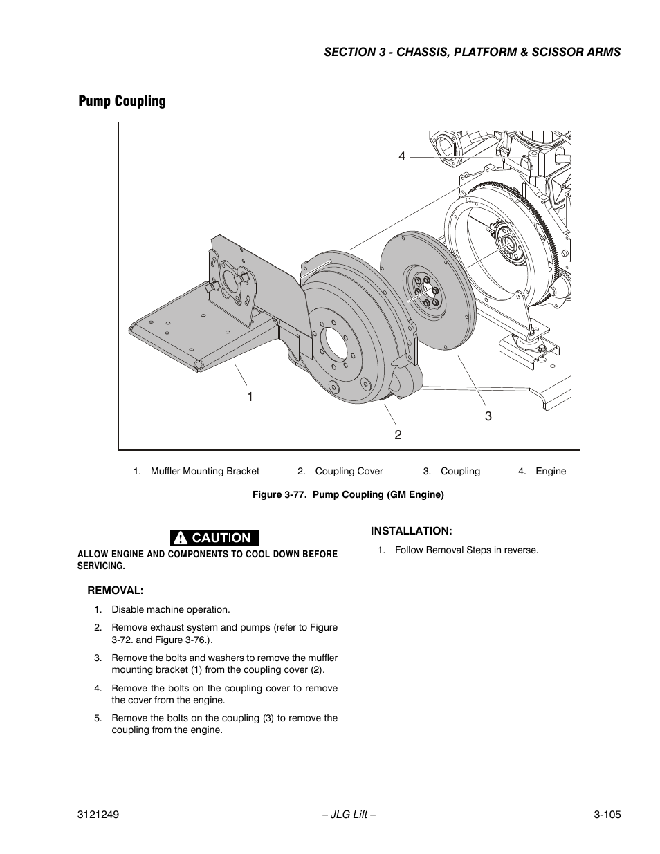 Pump coupling, Pump coupling (gm engine) -72 | JLG 4394RT Service Manual User Manual | Page 141 / 268