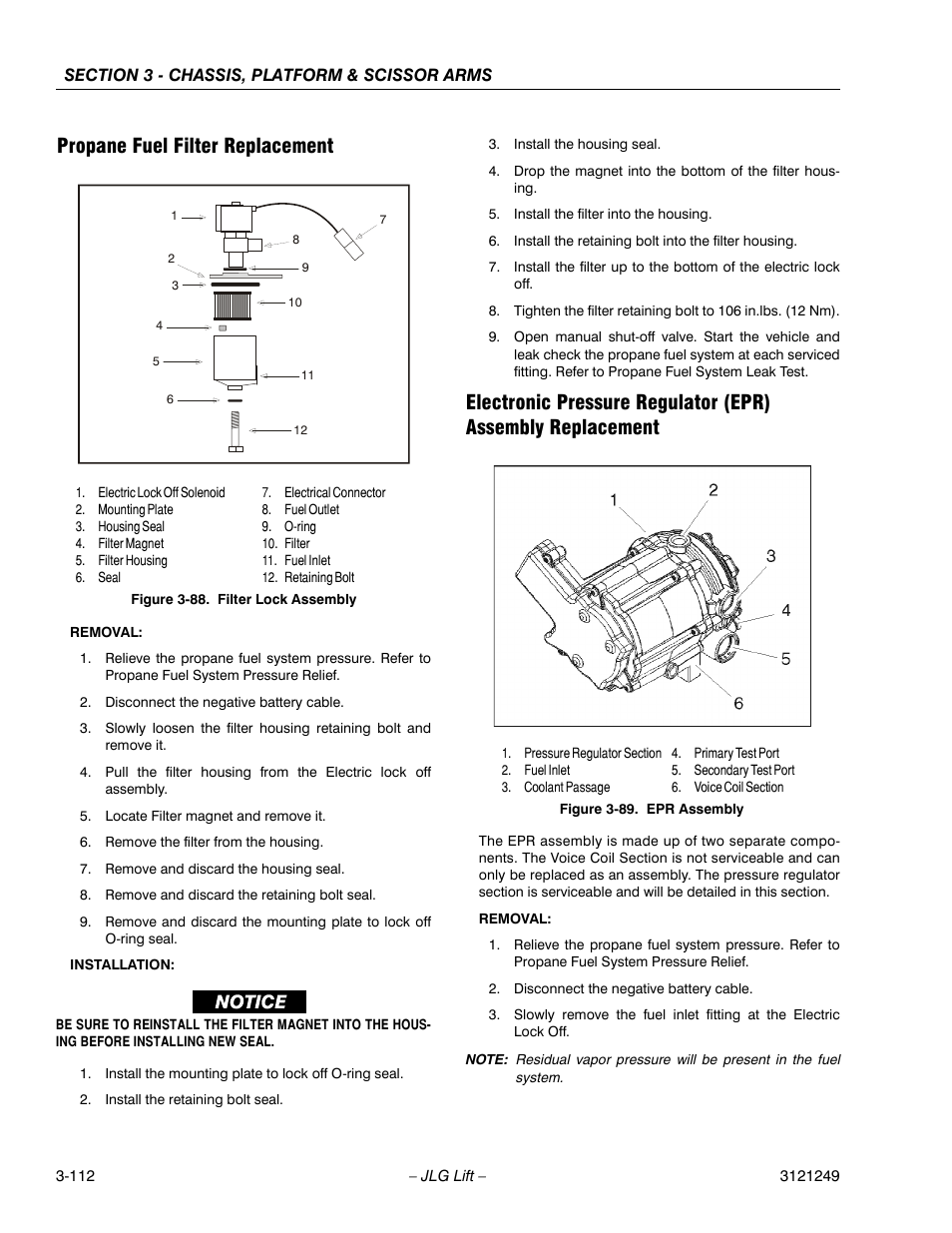 Propane fuel filter replacement, Filter lock assembly -79, Epr assembly -79 | JLG 4394RT Service Manual User Manual | Page 148 / 268