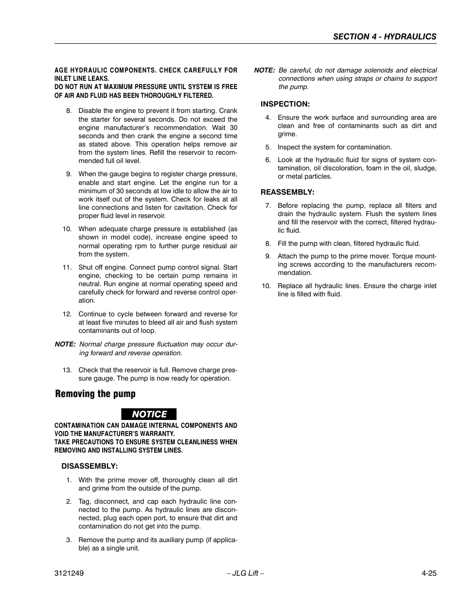Removing the pump | JLG 4394RT Service Manual User Manual | Page 191 / 268