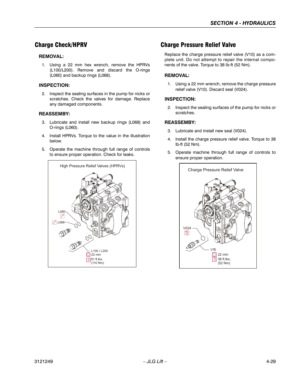 Charge check/hprv, Charge pressure relief valve | JLG 4394RT Service Manual User Manual | Page 195 / 268