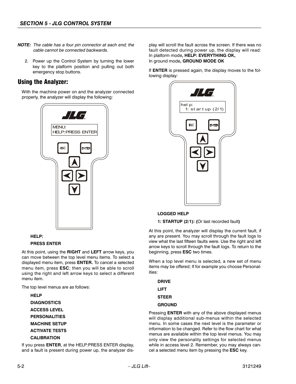 Using the analyzer | JLG 4394RT Service Manual User Manual | Page 208 / 268