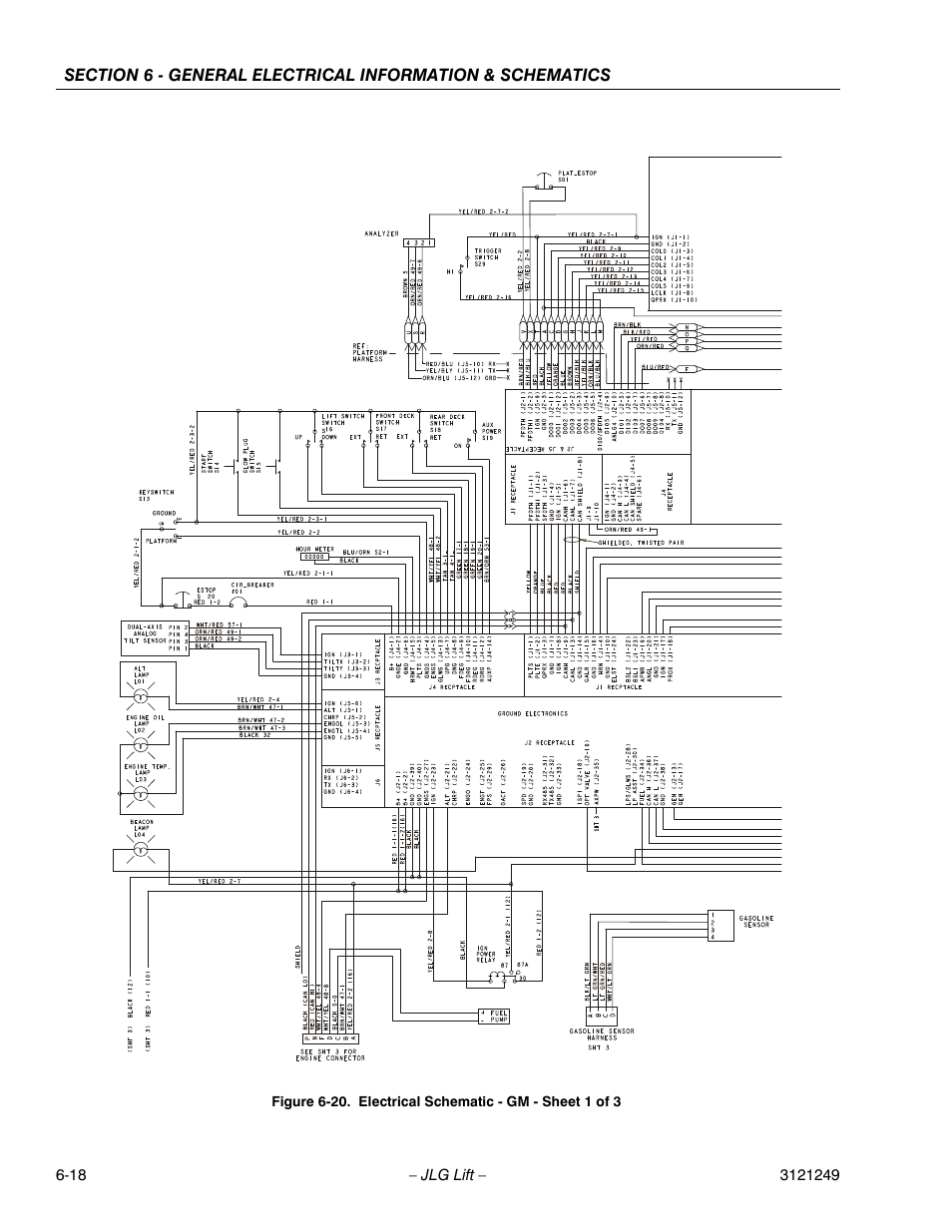 Electrical schematic - gm - sheet 1 of 5 -18 | JLG 4394RT Service Manual User Manual | Page 250 / 268