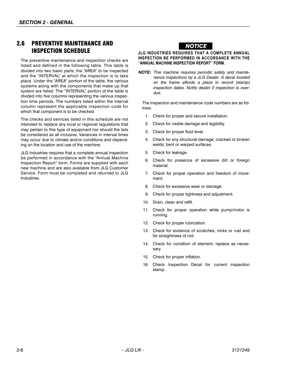6 preventive maintenance and inspection schedule, Preventive maintenance and inspection schedule -6 | JLG 4394RT Service Manual User Manual | Page 32 / 268