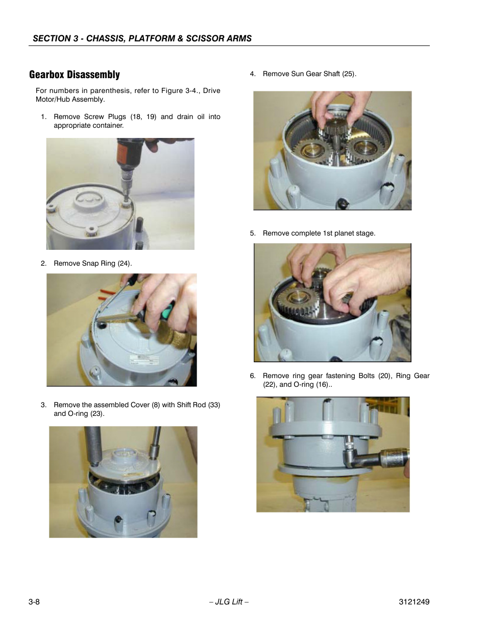 Gearbox disassembly | JLG 4394RT Service Manual User Manual | Page 44 / 268